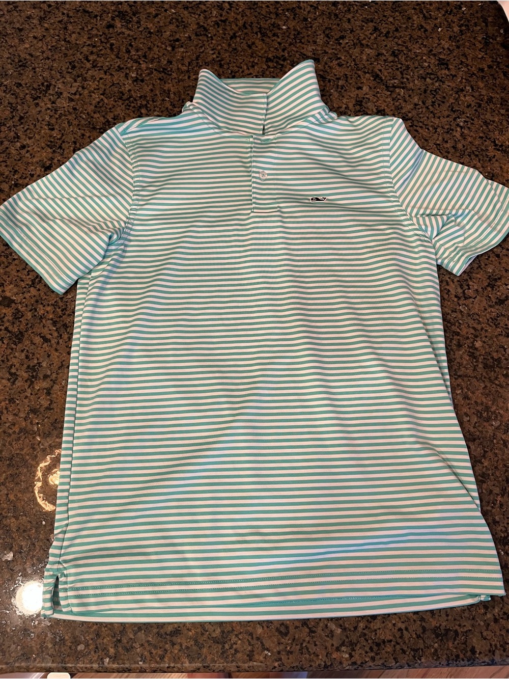 Vineyard Vines Boys' Striped Polo - Green/White